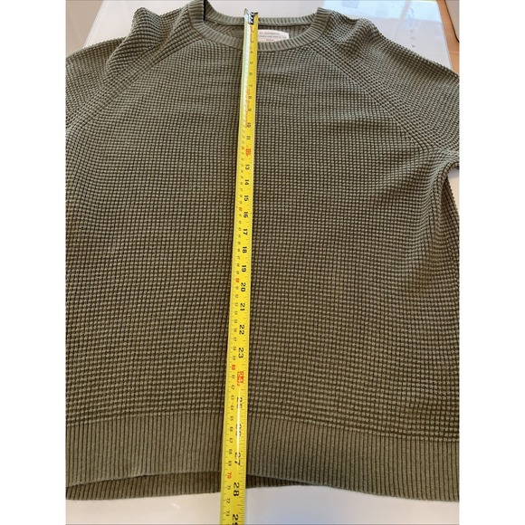 REI Sweater Olive Green Men Waffle Knit  Size Medium Crewneck Pullover - Picture 5 of 7